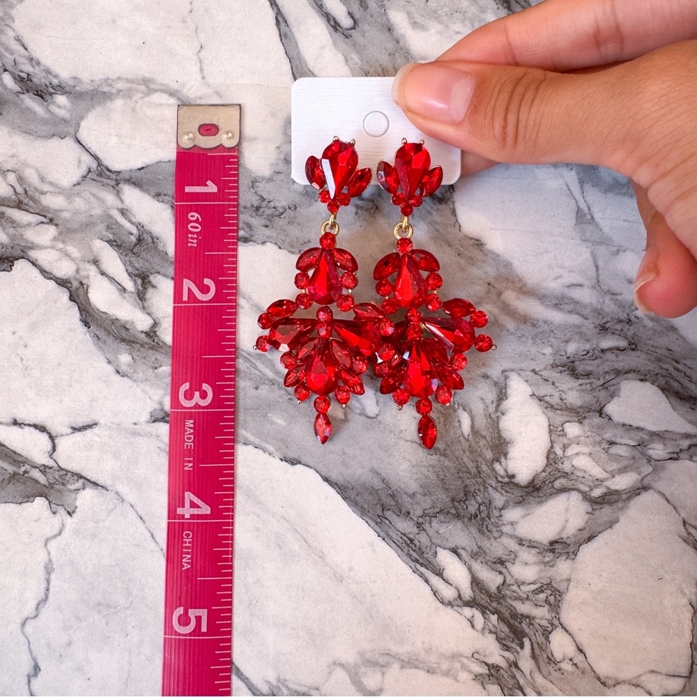 Red Rhinestone Earrings